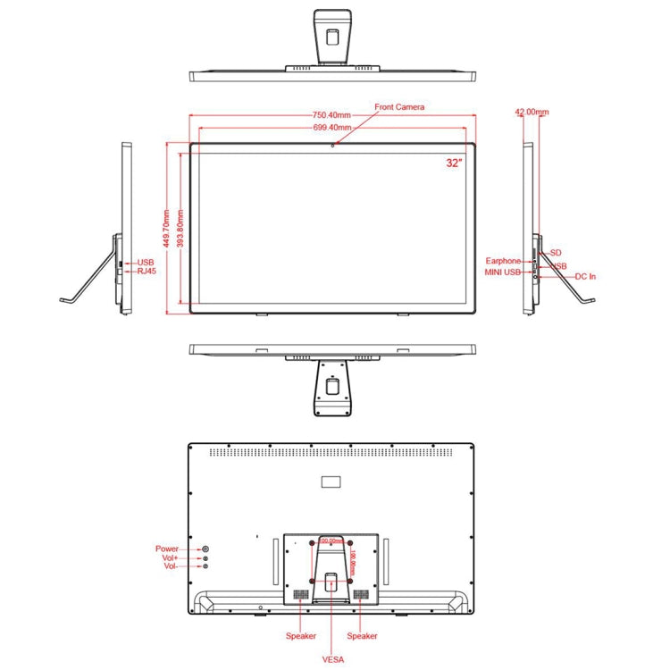 32 inch LCD Display Digital Photo Frame, RK3288 Quad Core Cortex A17 up to 1.8GHz, Android 8.1, 2GB+16GB, Support WiFi & Ethernet & Bluetooth & SD Card & 3.5mm Jack - Consumer Electronics by buy2fix | Online Shopping UK | buy2fix