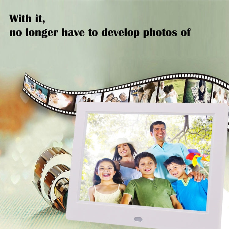 AC 100-240V 8 inch TFT Screen Digital Photo Frame with Holder & Remote Control, Support USB / SD Card Input (White) - Consumer Electronics by buy2fix | Online Shopping UK | buy2fix