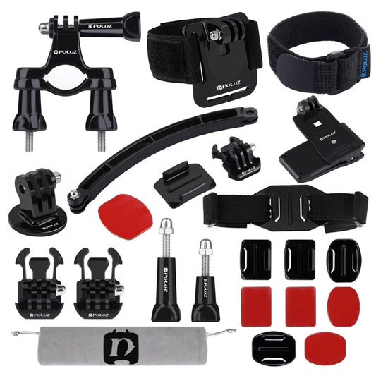 PULUZ 24 in 1 Bike Mount Accessories Combo Kits (Wrist Strap + Helmet Strap + Extension Arm + Quick Release Buckles + Surface Mounts + Adhesive Stickers + Tripod Adapter + Storage Bag + Handlebar Moun ... /3 /2 /1, DJI Osmo Action and Other Action Cameras - DJI & GoPro Accessories by PULUZ | Online Shopping UK | buy2fix