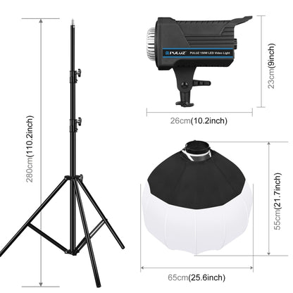 PULUZ 220V 150W 3200K-5600K Studio Video Light + 2.8m Light Holder + 65cm Foldable Lantern Softbox Photography Kit(EU Plug) - Shoe Mount Flashes by PULUZ | Online Shopping UK | buy2fix