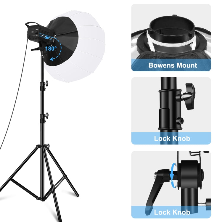 PULUZ 220V 120W Studio Video Light + 2.8m Light Holder + 65cm Foldable Lantern Softbox Photography Kit(EU Plug) - Shoe Mount Flashes by PULUZ | Online Shopping UK | buy2fix