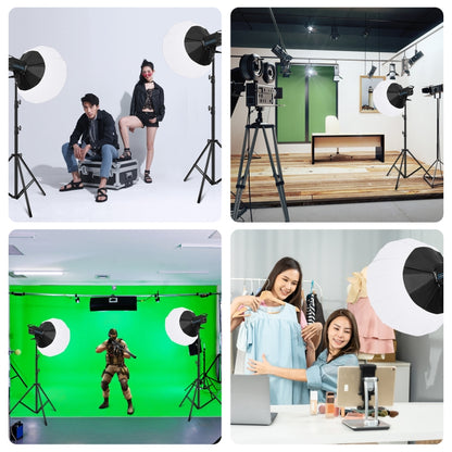 PULUZ 220V 150W 3200K-5600K Studio Video Light + 2.8m Light Holder + 65cm Foldable Lantern Softbox Photography Kit(EU Plug) - Shoe Mount Flashes by PULUZ | Online Shopping UK | buy2fix