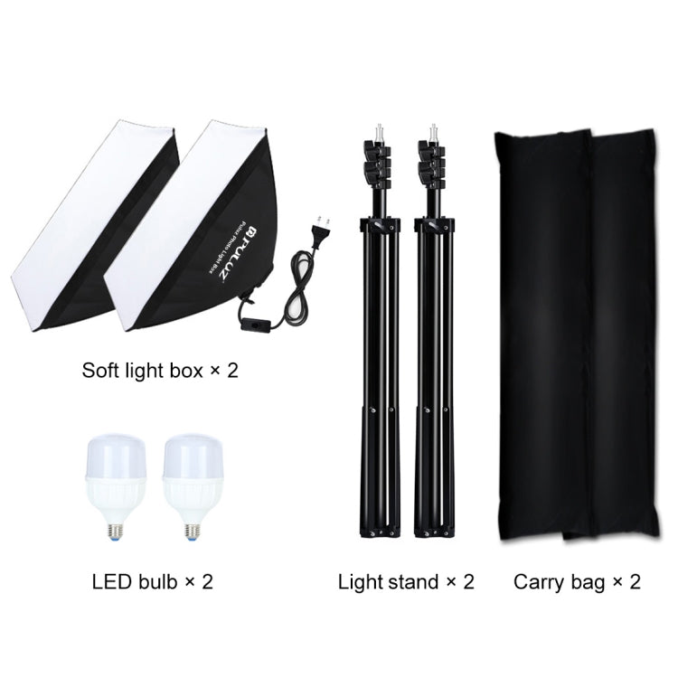 PULUZ Softbox Lighting Kit 2 PCS 50x70cm Professional Photo Studio Photography Light Equipment with 2 x E27 Socket Bulb Photography Lighting Kit(EU Plug) - Stand Bracket by PULUZ | Online Shopping UK | buy2fix