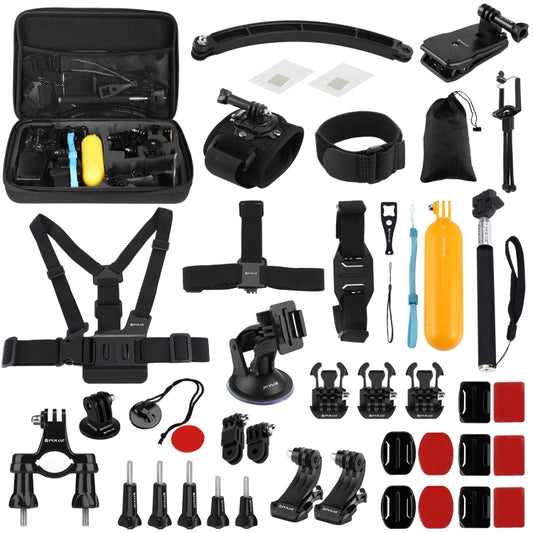 PULUZ 50 in 1 Accessories Total Ultimate Combo Kits with EVA Case (Chest Strap + Suction Cup Mount + 3-Way Pivot Arms + J-Hook Buckle + Wrist Strap + Helmet Strap + Extendable Monopod + Surface Mounts ... /3 /2 /1, DJI Osmo Action and Other Action Cameras - DJI & GoPro Accessories by PULUZ | Online Shopping UK | buy2fix