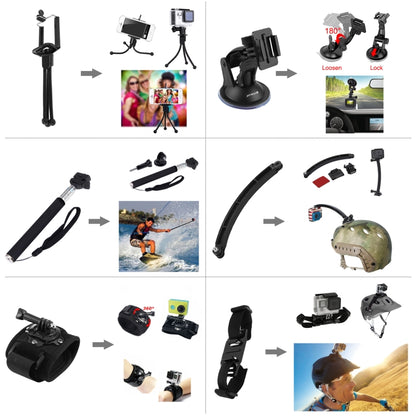 PULUZ 50 in 1 Accessories Total Ultimate Combo Kits with EVA Case (Chest Strap + Suction Cup Mount + 3-Way Pivot Arms + J-Hook Buckle + Wrist Strap + Helmet Strap + Extendable Monopod + Surface Mounts ... /3 /2 /1, DJI Osmo Action and Other Action Cameras - DJI & GoPro Accessories by PULUZ | Online Shopping UK | buy2fix