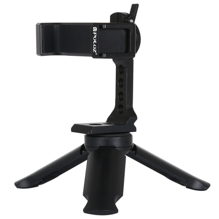 PULUZ Folding Plastic Tripod + Horizontal / Vertical Shooting Metal Clamp with Cold Shoe for iPhone, Galaxy, Huawei, Xiaomi, Sony, HTC, Google and other Smartphones - Desktop Holder by PULUZ | Online Shopping UK | buy2fix