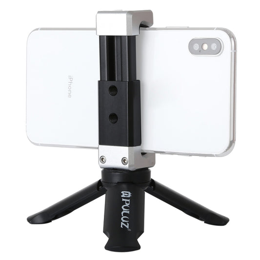 PULUZ Folding Plastic Tripod + Aluminum Alloy Clamp Bracket with Cold Shoe for iPhone, Galaxy, Huawei, Xiaomi, Sony, HTC, Google and other Smartphones - Desktop Holder by PULUZ | Online Shopping UK | buy2fix