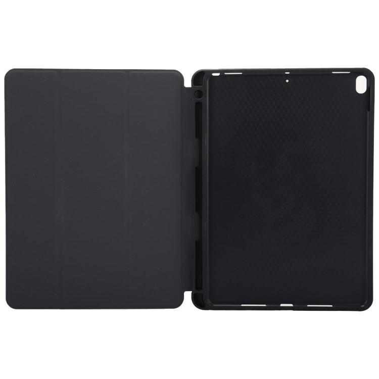 Cloth Texture Pattern Case for iPad 9.7 (2018) & iPad 9.7 inch (2017), with Three-folding Holder & Pen Slots(Black) - Apple Accessories by buy2fix | Online Shopping UK | buy2fix