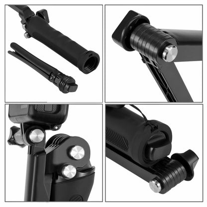 PULUZ 3-Way Grip Foldable Tripod Selfie-stick Extension Monopod for GoPro, Insta360 ONE R, DJI Osmo Action and Other Action Cameras, Length: 20-58cm - DJI & GoPro Accessories by PULUZ | Online Shopping UK | buy2fix