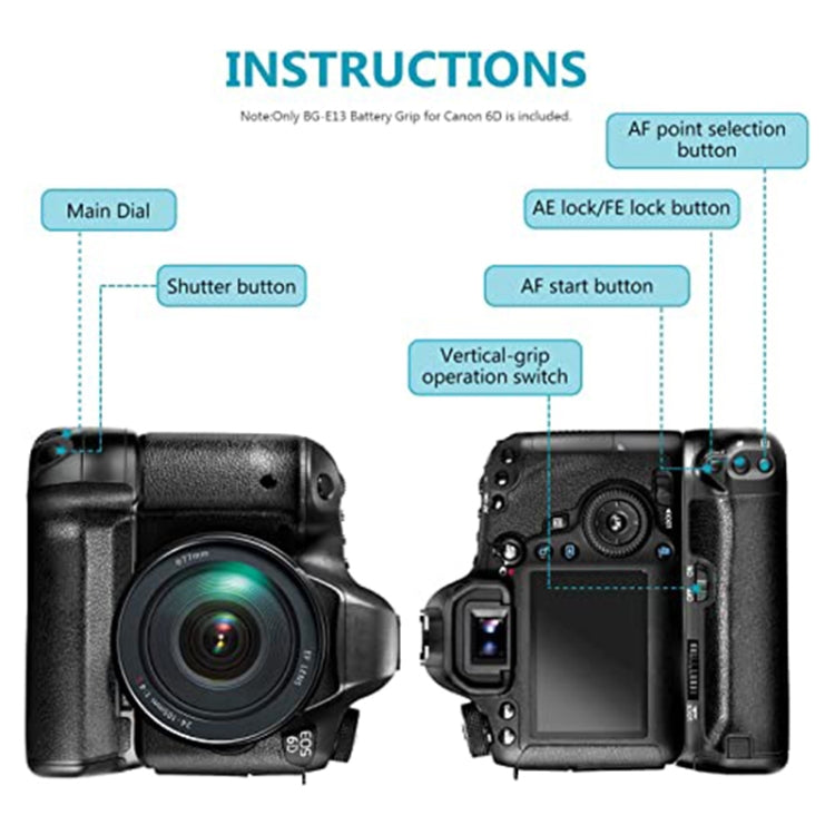 PULUZ Vertical Camera Battery Grip for Canon EOS 6D Mark II - Camera Accessories by PULUZ | Online Shopping UK | buy2fix