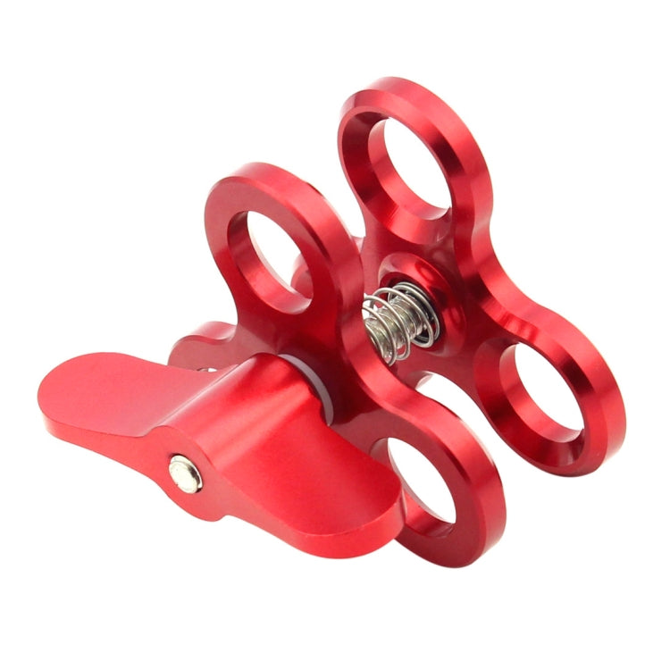 PULUZ Triple Ball Clamp Close Hole Diving Camera Bracket CNC Aluminum Spring Flashlight Clamp for Diving Underwater Photography System(Red) - Camera Accessories by PULUZ | Online Shopping UK | buy2fix