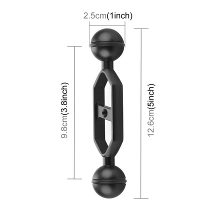 PULUZ 5.0 inch 12.6cm Aluminum Alloy Dual Balls Arm, Ball Diameter: 25mm(Black) - Camera Accessories by PULUZ | Online Shopping UK | buy2fix