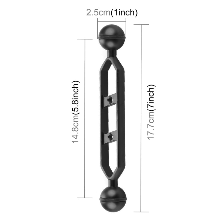 PULUZ 7.0 inch 17.7cm Aluminum Alloy Dual Balls Arm, Ball Diameter: 25mm(Black) - Camera Accessories by PULUZ | Online Shopping UK | buy2fix