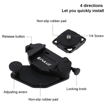 PULUZ Capture Camera Clip CNC Aluminum Alloy Quick Release Clip with Plate (Black) - Camera Accessories by PULUZ | Online Shopping UK | buy2fix