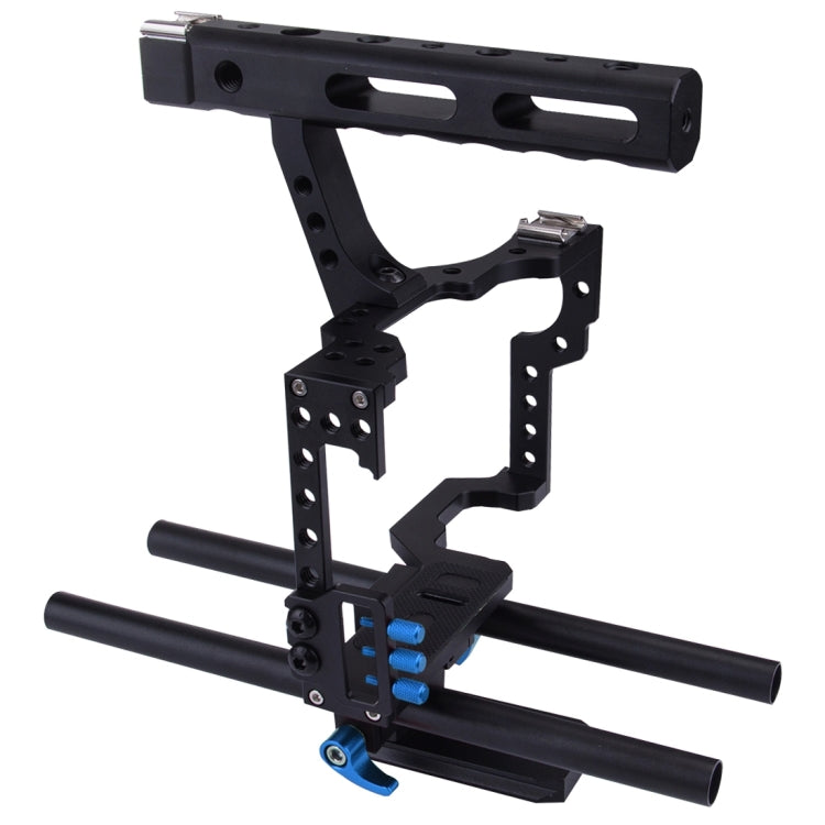 PULUZ Camera Cage Handle Stabilizer for Sony A7 & A7S & A7R, A7 II & A7R II & A7S II, A7R III & A7S III, A7R IV, A6000, A6500, A6300, Panasonic Lumix DMC-GH4(Blue) - Camera Accessories by PULUZ | Online Shopping UK | buy2fix