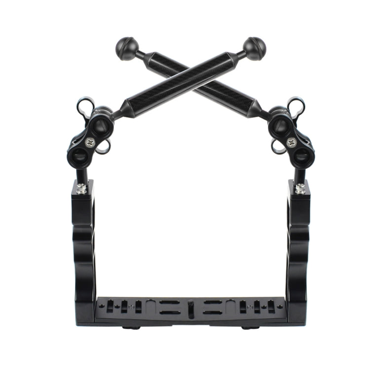 PULUZ Dual Handle Aluminium Tray Stabilizer with 2 x Dual Ball Aluminum Alloy Clamp & 2 x 7 inch Floating Arm for Underwater Camera Housings(Black) - Camera Accessories by PULUZ | Online Shopping UK | buy2fix