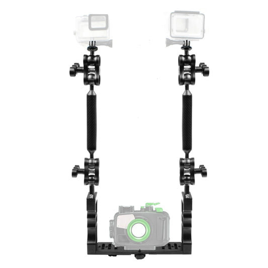 PULUZ Dual Handle Aluminium Tray Stabilizer with 4 x Dual Ball Aluminum Alloy Clamp & 2 x 7 inch Floating Arm & 2 x Ball Head Adapter for Underwater Camera Housings - Camera Accessories by PULUZ | Online Shopping UK | buy2fix