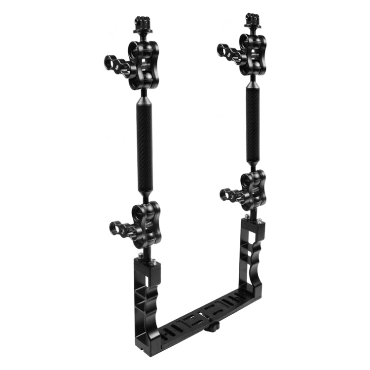 PULUZ Dual Handle Aluminium Tray Stabilizer with 4 x Dual Ball Aluminum Alloy Clamp & 2 x 7 inch Floating Arm & 2 x Ball Head Adapter for Underwater Camera Housings - Diving Accessories by PULUZ | Online Shopping UK | buy2fix