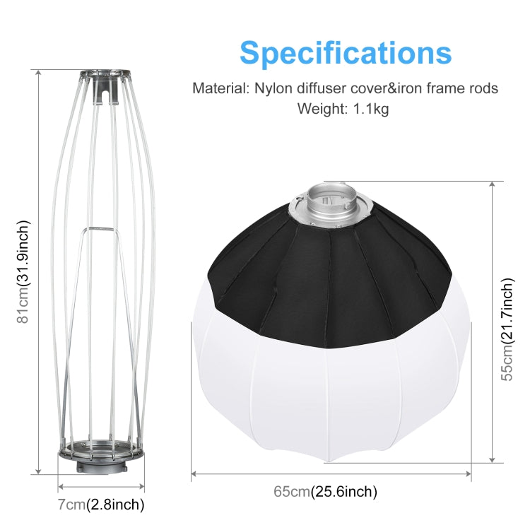 PULUZ 65cm Foldable Lantern Softbox SpeedLite Flash Light Foldable Diffuser - Camera Accessories by PULUZ | Online Shopping UK | buy2fix