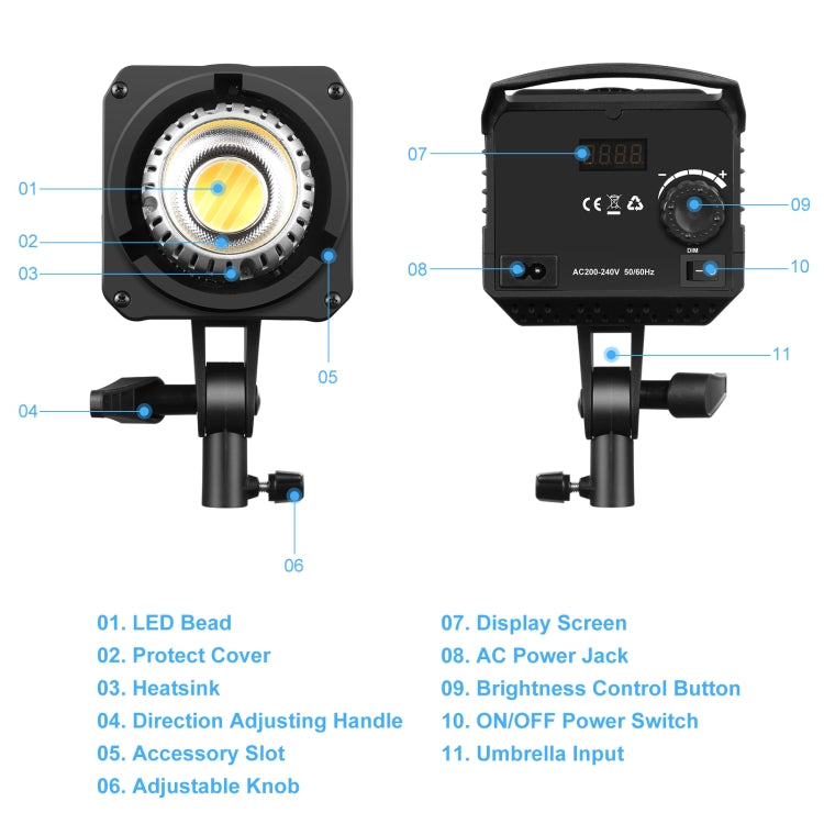 PULUZ 220V 150W Studio Video Light  3200K-5600K Dual Color Temperature Built-in Dissipate Heat System with Remote Control(UK Plug) - Shoe Mount Flashes by PULUZ | Online Shopping UK | buy2fix