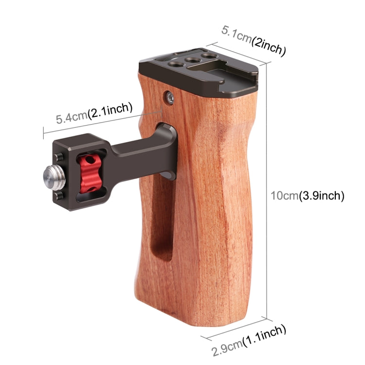 PULUZ 3/8 inch Screw Universal Camera Wooden Side Handle with Cold Shoe Mount for Camera Cage Stabilizer(Bronze) - Camera Stabilizer by PULUZ | Online Shopping UK | buy2fix