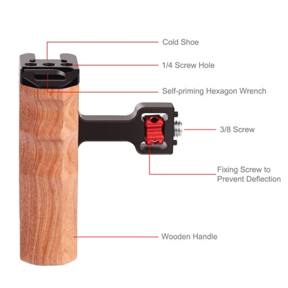 PULUZ 3/8 inch Screw Universal Camera Wooden Side Handle with Cold Shoe Mount for Camera Cage Stabilizer(Bronze) - Camera Stabilizer by PULUZ | Online Shopping UK | buy2fix