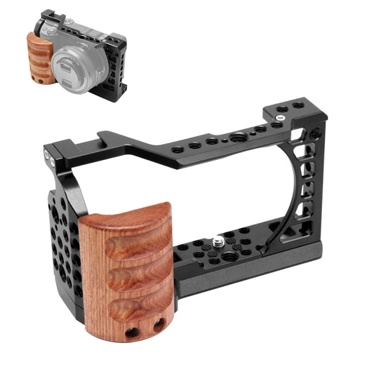For Sony A6400 / A6300 / A6100 / A6000 PULUZ Wood Handle Metal Camera Cage Stabilizer Rig - Camera Cage by buy2fix | Online Shopping UK | buy2fix