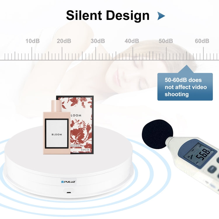 PULUZ 30cm Adjusting Speed Rotating Turntable Display Stand, Load 10-15kg, EU Plug(White) -  by PULUZ | Online Shopping UK | buy2fix