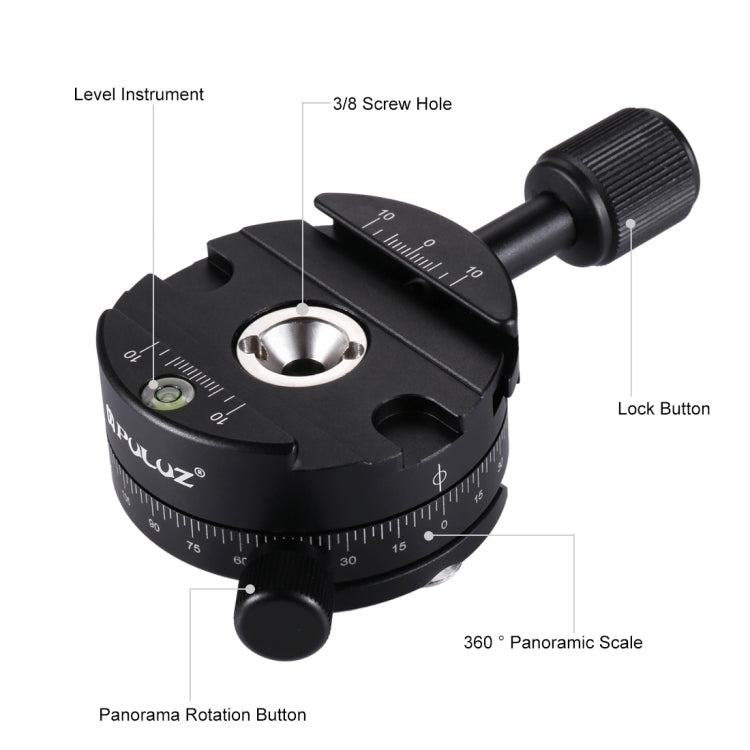 PULUZ Aluminum Alloy 360 Degree Rotation Panorama Ball Head with Quick Release Plate for Camera Tripod Head - Tripod Heads by PULUZ | Online Shopping UK | buy2fix