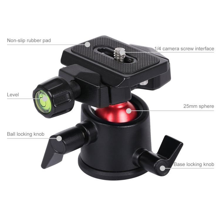 PULUZ 360 Degree Rotation Panoramic Metal Ball Head with Quick Release Plate for DSLR & Digital Cameras(Black) - Tripod Heads by PULUZ | Online Shopping UK | buy2fix