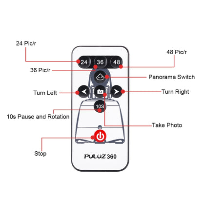 PULUZ Electronic 360 Degree Rotation Panoramic Tripod Head + Round Tray with Control Remote for Smartphones, GoPro, DSLR Cameras(Red) - Camera Accessories by PULUZ | Online Shopping UK | buy2fix