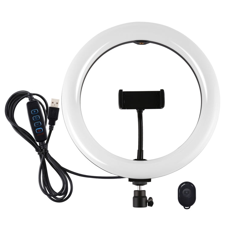 PULUZ 10.2 inch 26cm USB 3 Modes Dimmable Dual Color Temperature LED Curved Diffuse Light Ring Vlogging Selfie Photography Video Lights with Phone Clamp(Black) - Ring Light by PULUZ | Online Shopping UK | buy2fix