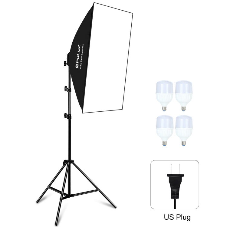 PULUZ 50x70cm Studio Softbox + 2m Tripod Mount + 4 x E27 20W 5700K White Light LED Light Bulb Photography Lighting Kit(US Plug) - Stand Bracket by PULUZ | Online Shopping UK | buy2fix