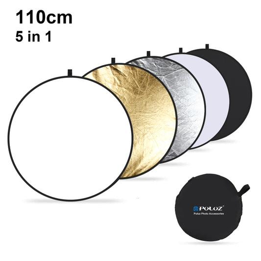 PULUZ 110cm 5 in 1 (Silver / Translucent / Gold / White / Black) Folding Photo Studio Reflector Board - Camera Accessories by PULUZ | Online Shopping UK | buy2fix