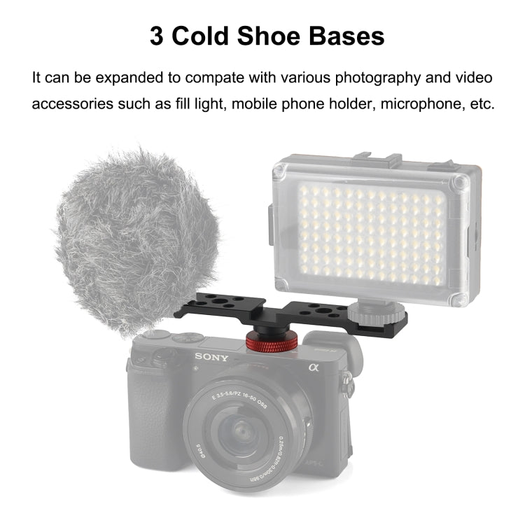 PULUZ Three-head Cold Shoe Bracket Mount(Black) - Camera Accessories by PULUZ | Online Shopping UK | buy2fix