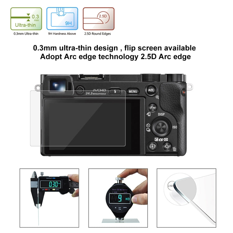 PULUZ 2.5D 9H Tempered Glass Film for Sony A6000, Compatible with Sony A5000 / A6400 / A6300 / A3000 / NEX-7/ NEX-6 / NEX-5N / NEX-3N / NEX5C / NEX-C3 / NEX-5T / H400, Panasonic W850K, Olympus TG850 / TG860 / TG870 PM2 / EPL5 / EPL6 - Camera Accessories by PULUZ | Online Shopping UK | buy2fix