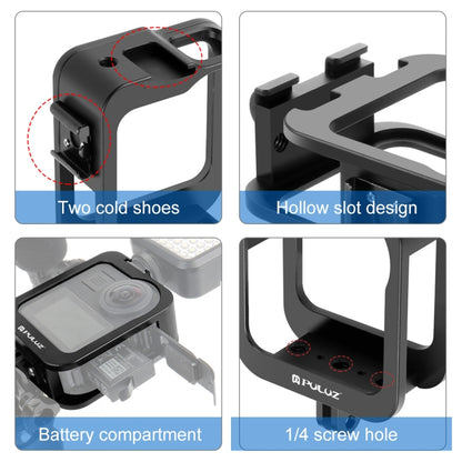 PULUZ Aluminum Alloy Protective Cage Frame with Cold Shoe for GoPro Max (Black) - DJI & GoPro Accessories by PULUZ | Online Shopping UK | buy2fix
