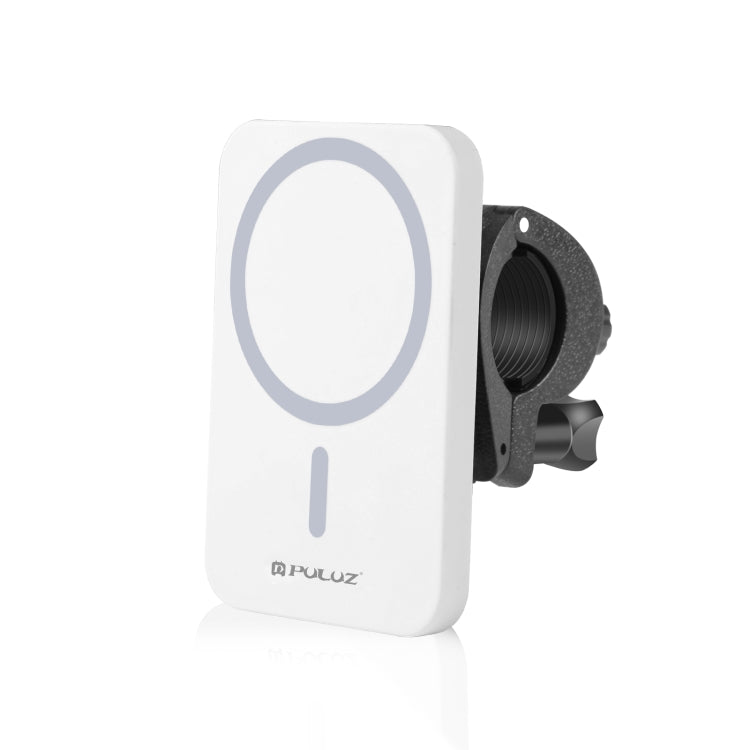 PULUZ 15W Magnetic Qi Wireless Charger Vlogging Phone Clamp Holder(White) - Apple Accessories by PULUZ | Online Shopping UK | buy2fix