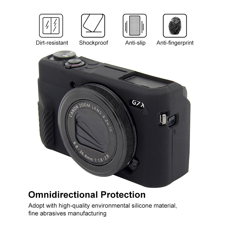 PULUZ Soft Silicone Protective Case for Canon EOS G7 X Mark II (Black) - Camera Accessories by PULUZ | Online Shopping UK | buy2fix