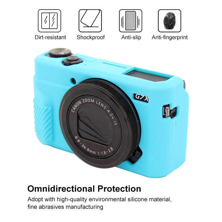 PULUZ Soft Silicone Protective Case for Canon EOS G7 X Mark II(Blue) - Camera Accessories by PULUZ | Online Shopping UK | buy2fix