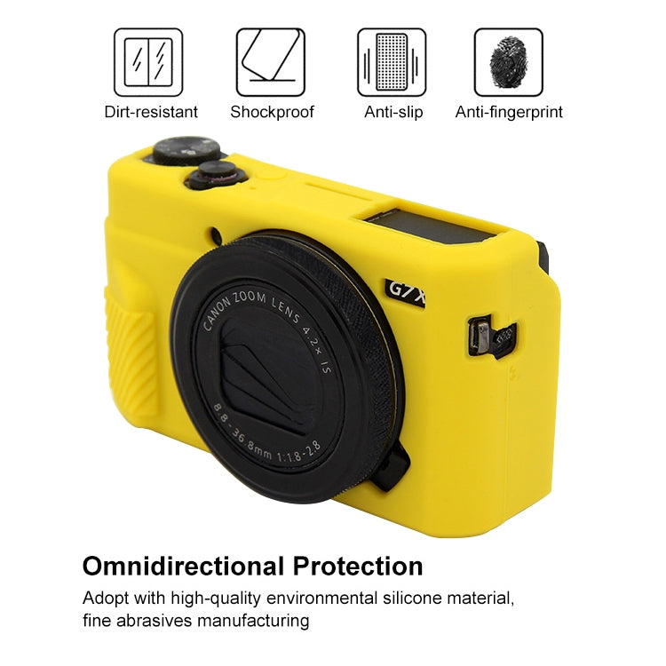 PULUZ Soft Silicone Protective Case for Canon EOS G7 X Mark II(Yellow) - Camera Accessories by PULUZ | Online Shopping UK | buy2fix