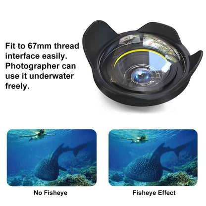 PULUZ 0.7X~0.8X Amplification Optical Fisheye Lens Shade Wide Angle Dome Port Lens for Underwater Housings (67mm Round Adapter) , 60m Underwater Depth - Camera Accessories by PULUZ | Online Shopping UK | buy2fix