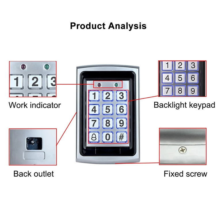 Standalone Keypad Access Control System (7612)(Silver) - Security by buy2fix | Online Shopping UK | buy2fix