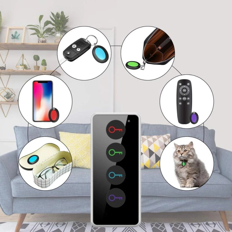 Smart Remote Wireless Key Finder with LED Flashlight, 1 RF Transmitter and 4 Receivers - Security by buy2fix | Online Shopping UK | buy2fix