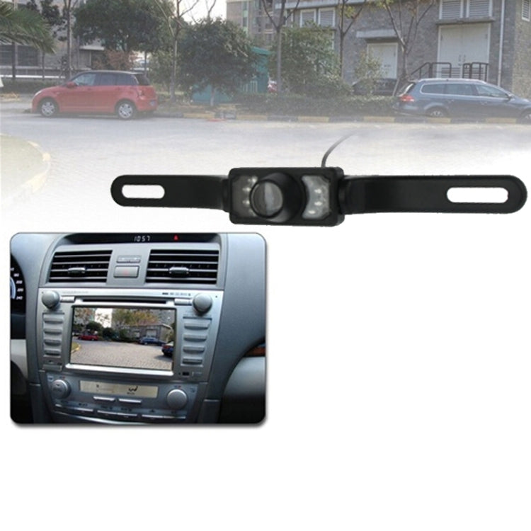 7 LED IR Infrared Waterproof Night Vision License Plate Frame Astern Backsight With Scaleplate, Support Installed in GPS Navigator , Wide Viewing Angle: 140 degree (YX001)(Black) - In Car by buy2fix | Online Shopping UK | buy2fix