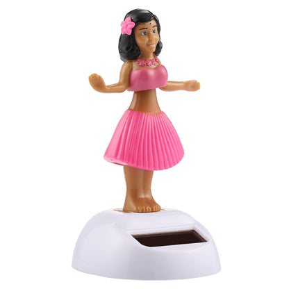 Solar Powered Bobble Head Dancing Toy Car Decoration Ornament Cute Hula Princess(Pink) - Ornaments by buy2fix | Online Shopping UK | buy2fix