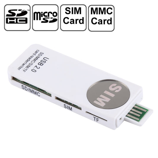 USB Universal Card Reader, Support SD / MMC /SIM / TF Card(White) -  by buy2fix | Online Shopping UK | buy2fix