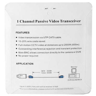2 PCS 1 Channel Passive Video Transceiver(Grey) - Security by buy2fix | Online Shopping UK | buy2fix