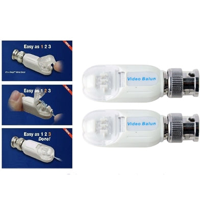2 PCS UTP Network Video Balun CAT5 to Camera CCTV BNC DVR O-611(White) - Security by buy2fix | Online Shopping UK | buy2fix