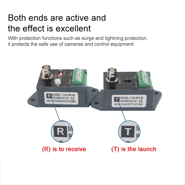 Active CCTV UTP Twisted Pair Video Balun Transmitter and Receiver - Security by buy2fix | Online Shopping UK | buy2fix